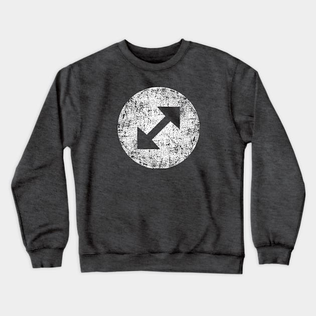 Diagonal Arrow In Circle - Distressed Crewneck Sweatshirt by PsychicCat